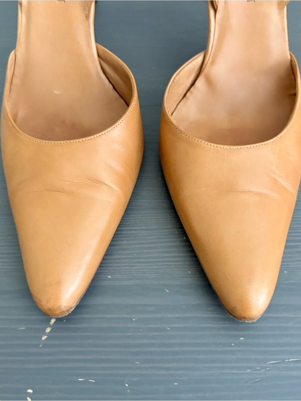 Ralph Lauren Slingback Tortoise Heels Leather Shoes Tan US 9 - Picture 4 of 14